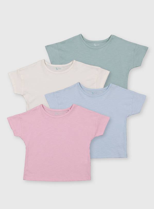 Blue, Mint, Pink & White 4 Pack Tops - 10 years